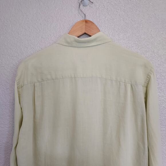 Express Linen Lime Green Long Sleeve Button Down Size M - Picture 7 of 10